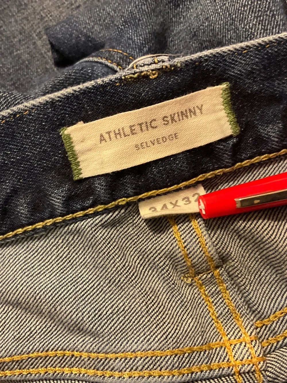 American Eagle Athletic Skinny Selvedge Jeans 34x32
